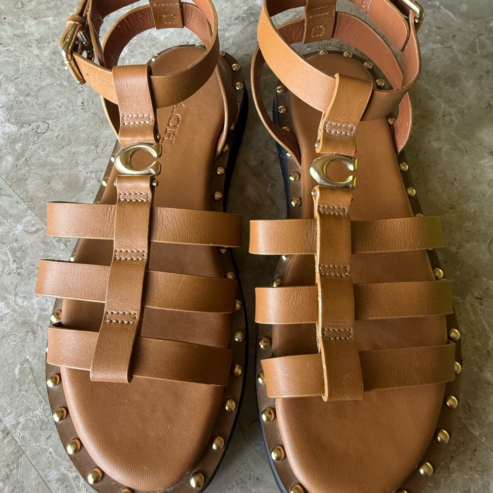 Coach Chic Tan Leather Sandals